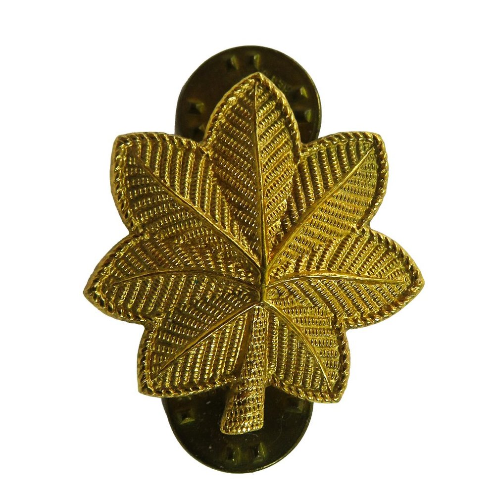 Vintage US MILITARY OFFICER 1" Gold Oak Leaf Pin HLP-GI Vietnam Era